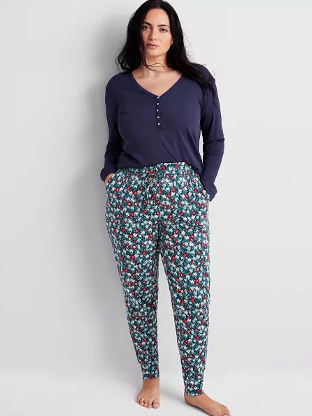 State Of Day Printed Jogger Pajama Pant Green Floral 3XL